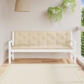 Cojines de banco de jardín 2 uds tela Oxford beige 180x50x7