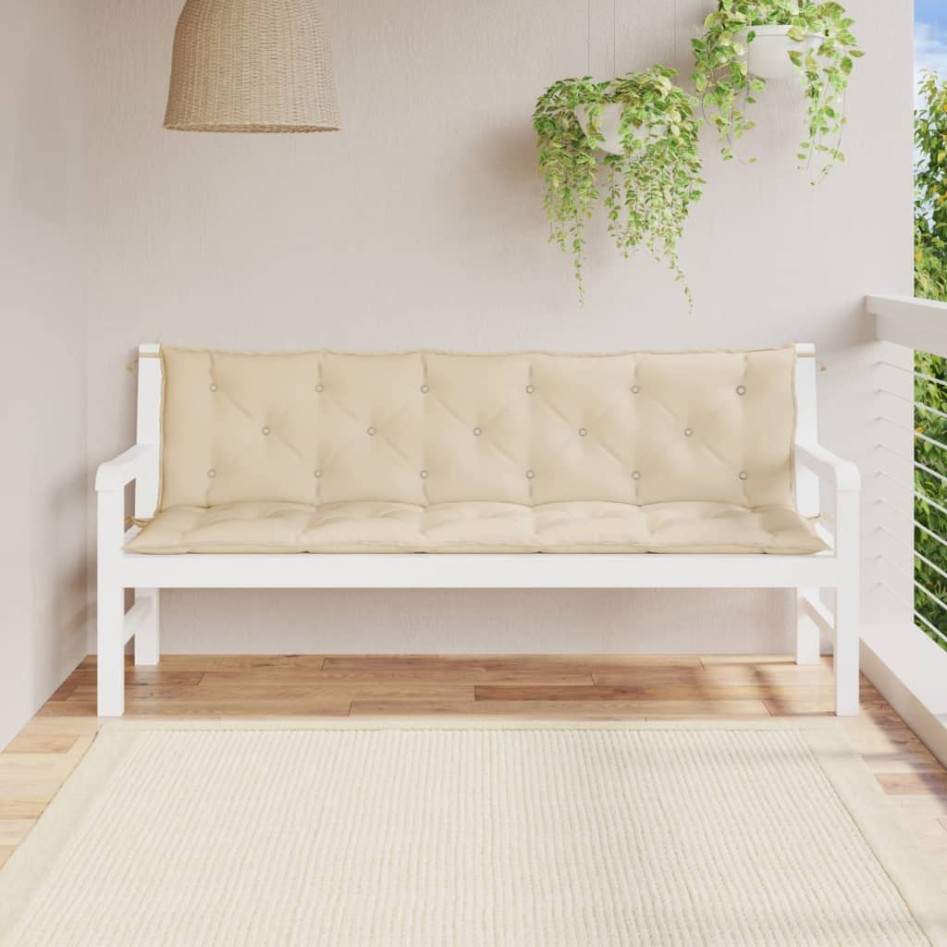 Cojines de banco de jardín 2 uds tela Oxford beige 180x50x7