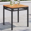Mesa de jardín ratán sintético madera acacia negro 38x38x42 cm