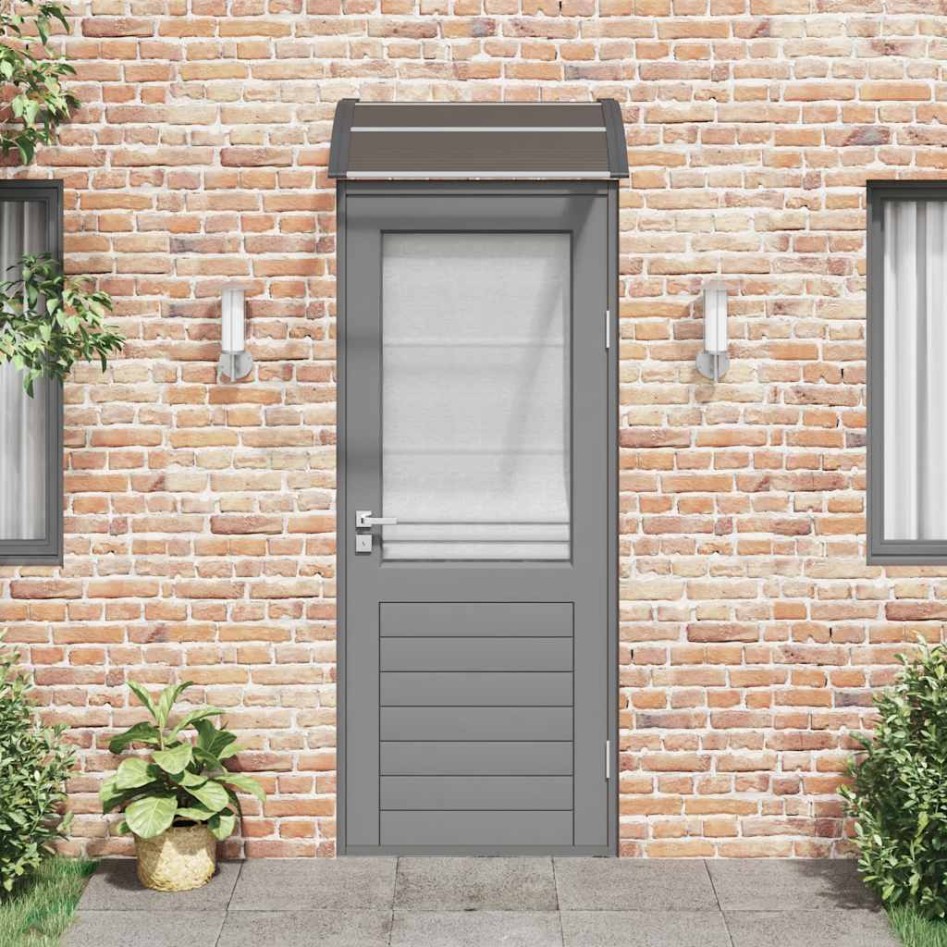 Marquesina de puerta policarbonato negro 80x75