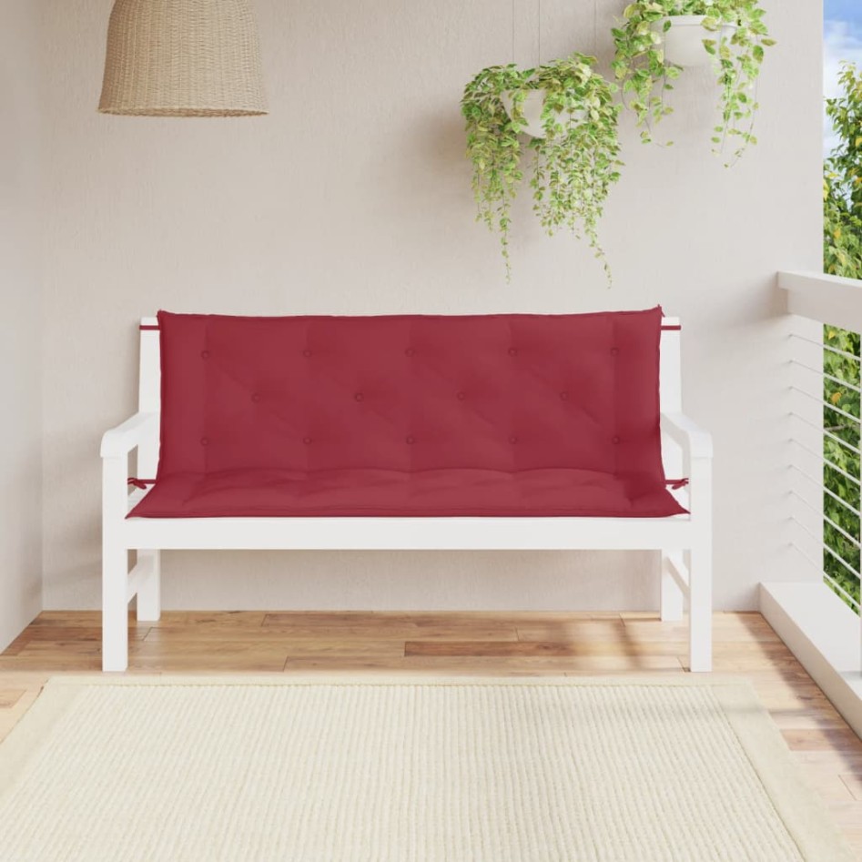 Cojines de banco de jardín 2 uds rojo tinto 150x50x7