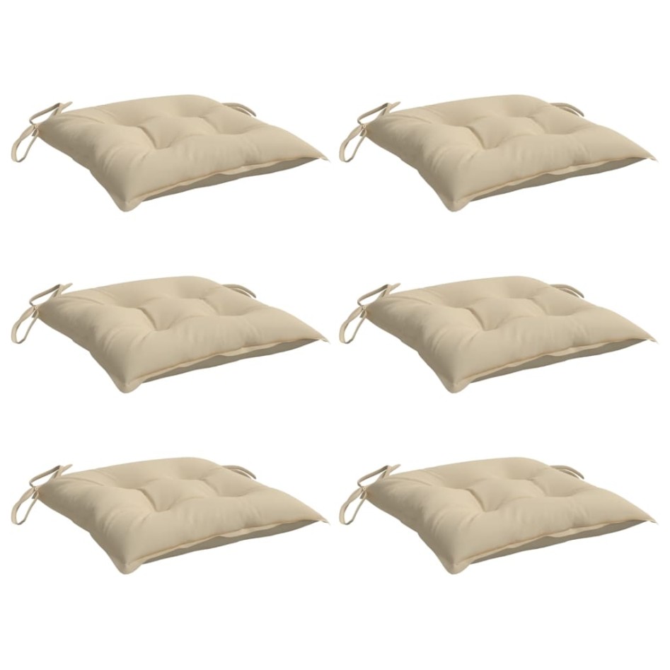 Cojines de silla de jardín 6 uds tela Oxford beige 40x40x7