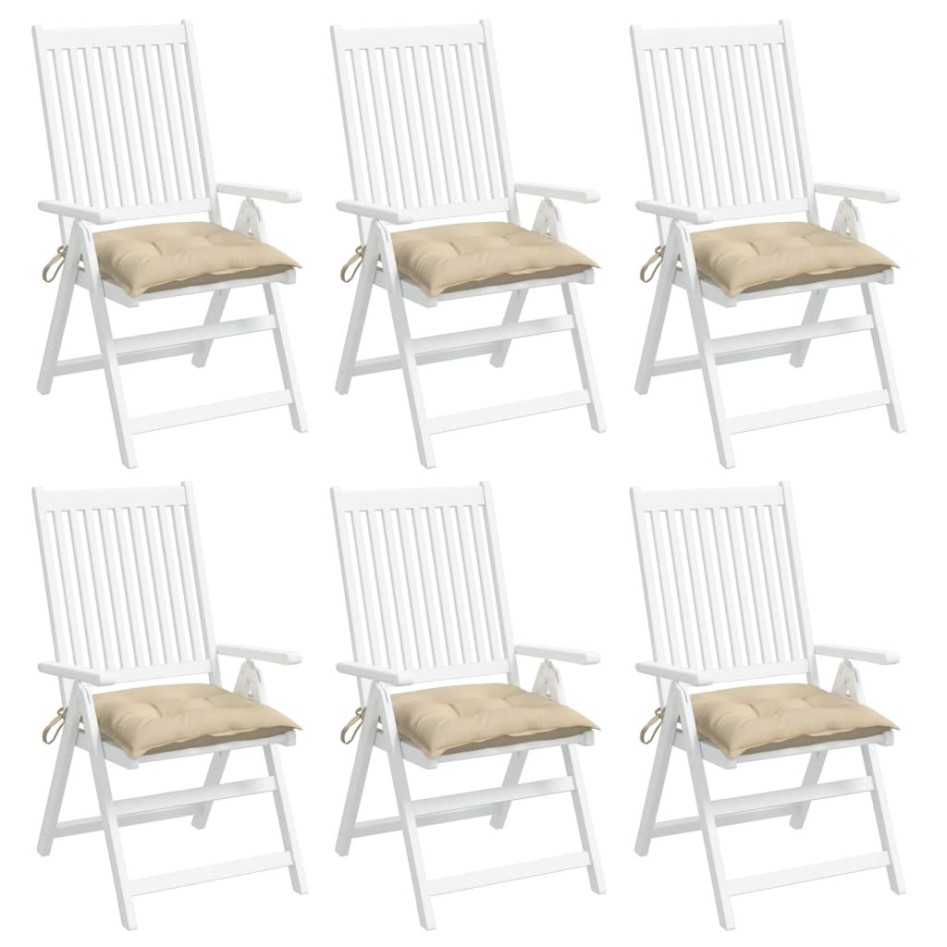 Cojines de silla de jardín 6 uds tela Oxford beige 40x40x7
