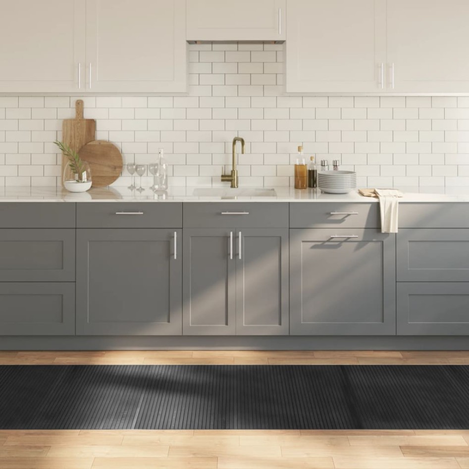 Alfombra rectangular bambú gris 80x500