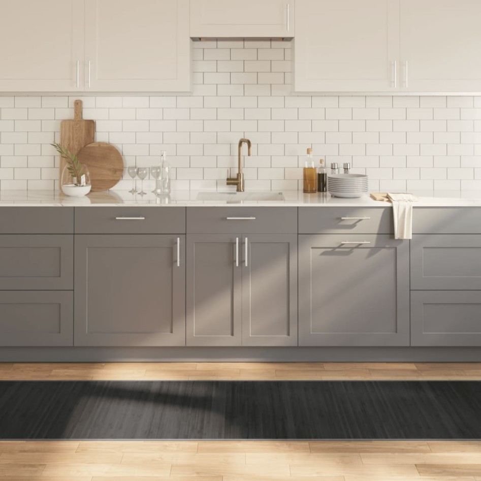 Alfombra rectangular bambú gris 70x500