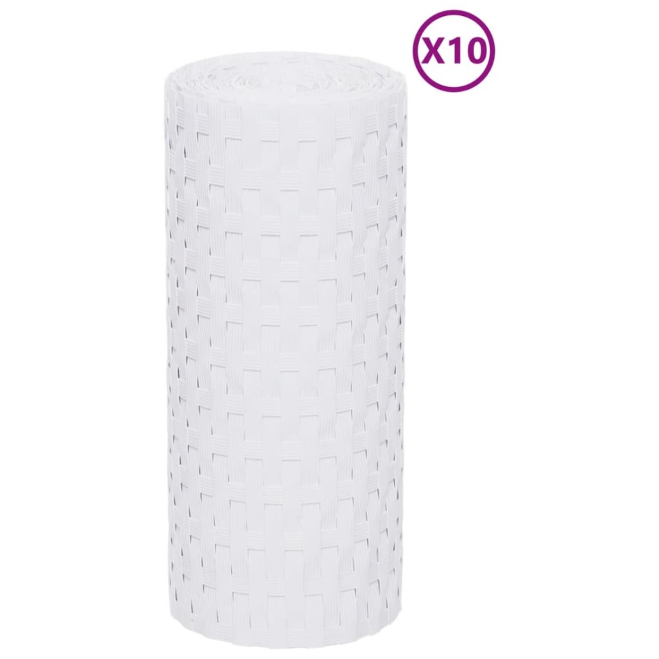 Toldos para balcón 10 uds ratán sintético blanco 255x19