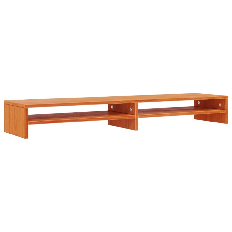 Soporte de monitor madera maciza pino marrón cera 100x24x13