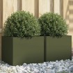 Jardineras 2 unidades acero verde oliva 32x30x29 cm