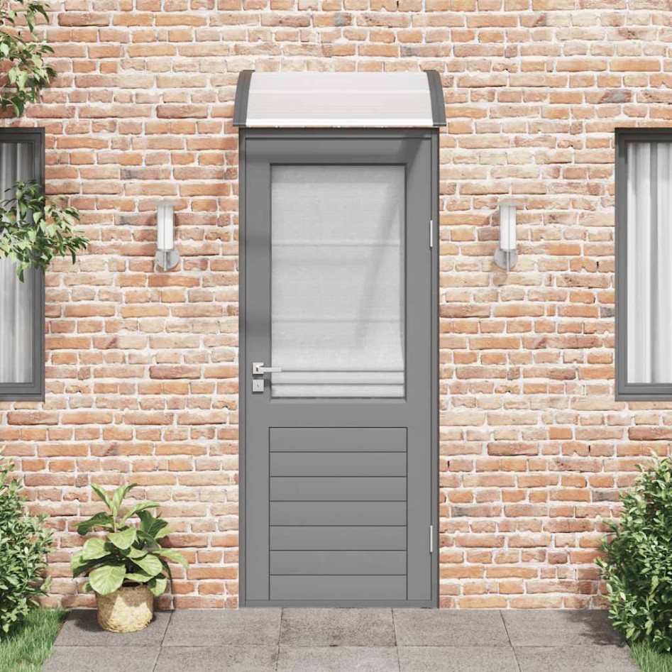 Marquesina puerta policarbonato negro y transparente 80x75