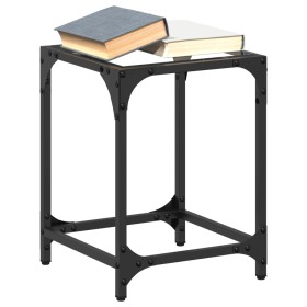 Mesas de centro 2 uds vidrio transparente y acero 30x30x40