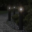 Lámparas de suelo de exterior con sensor acero negro 60 cm