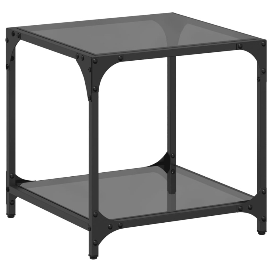 Mesa de centro superficie vidrio negra y acero 40x40x40