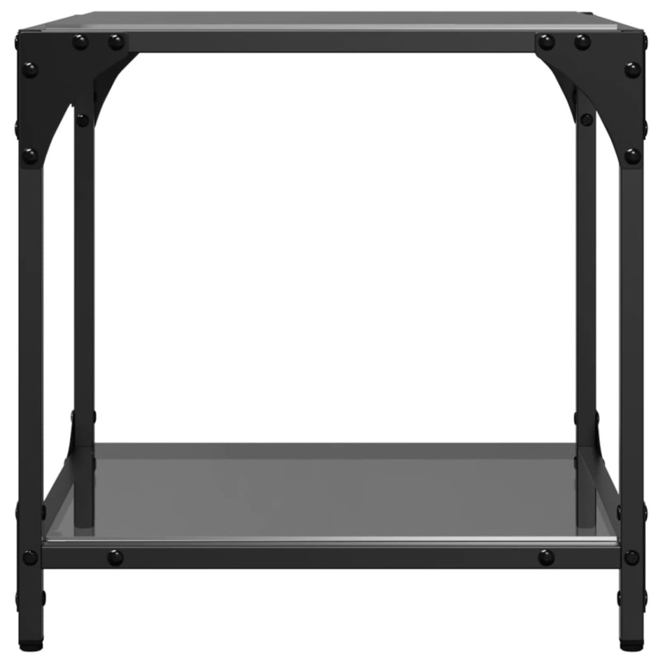 Mesa de centro superficie vidrio negra y acero 40x40x40