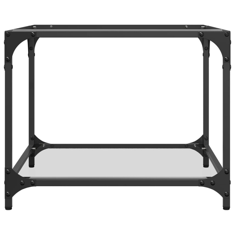 Mesa de centro superficie vidrio transparente acero 50x50x40