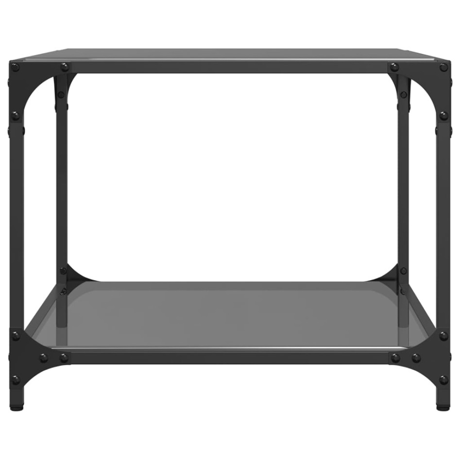 Mesa de centro superficie vidrio negro y acero 50x50x40