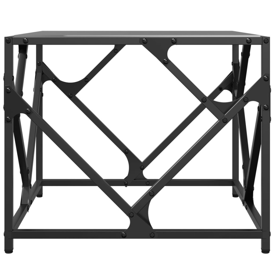 Mesa de centro de acero superficie de vidrio negro 50x50x41