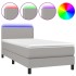 Cama box spring colchón y luces LED tela gris claro 80x200