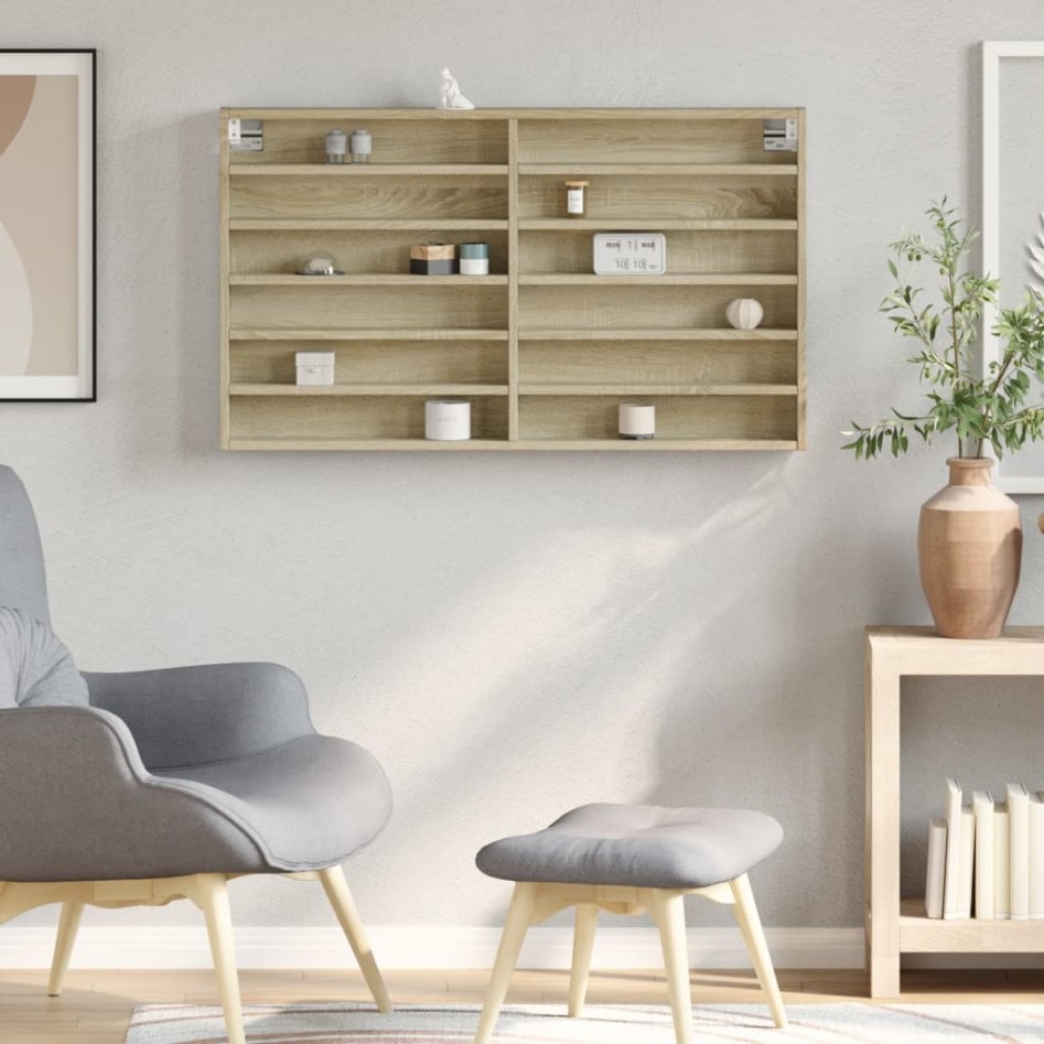 Vitrina de madera de ingeniería roble Sonoma 100x8,5x58