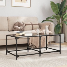 Mesa de centro superficie de vidrio acero negra 98,5x50x40