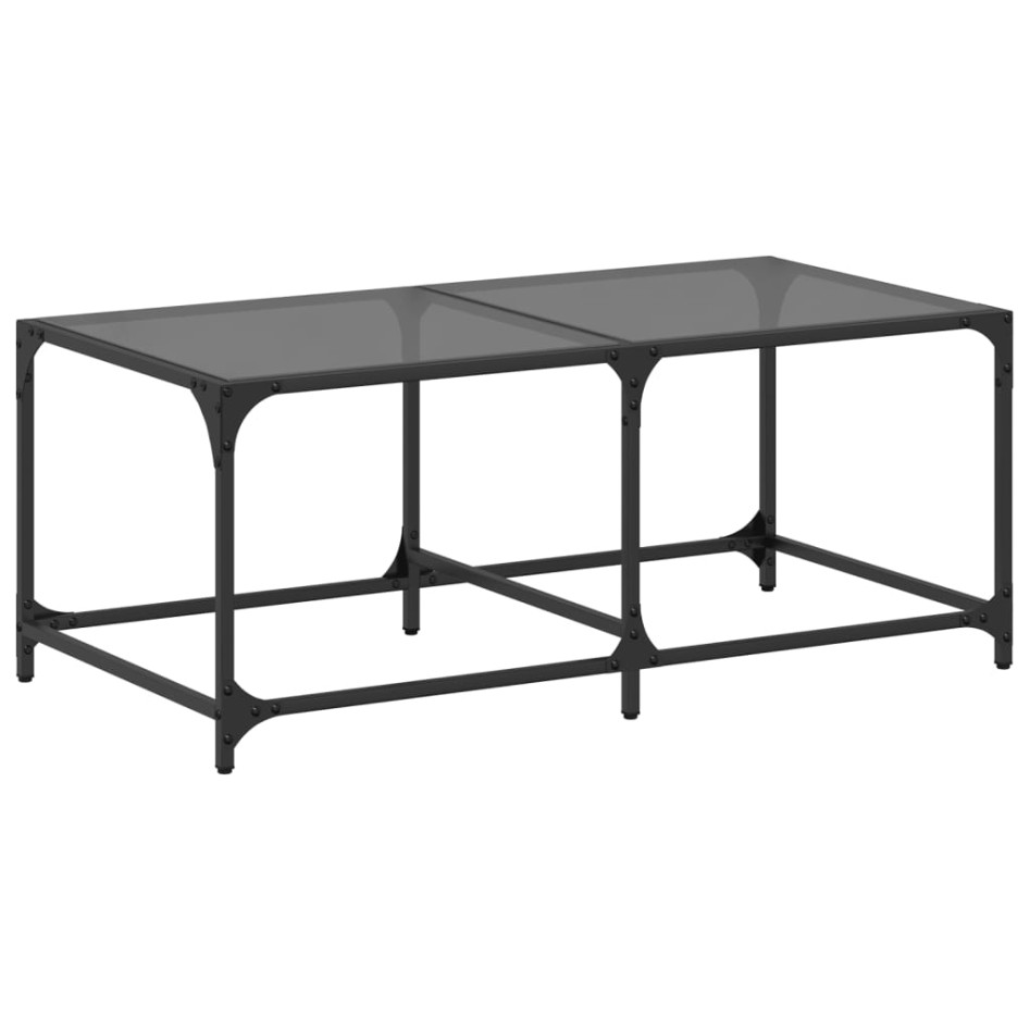 Mesa de centro superficie de vidrio acero negra 98,5x50x40