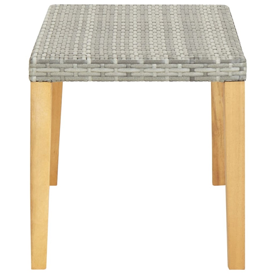 Banco de jardín ratán sintético y madera de acacia gris 120