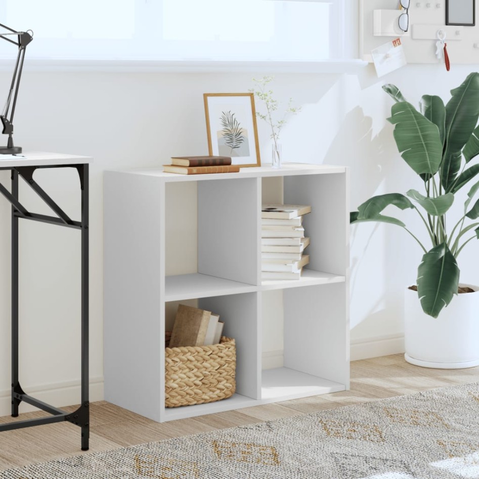 Estantería de madera de ingeniería blanca 68,5x32x68,5