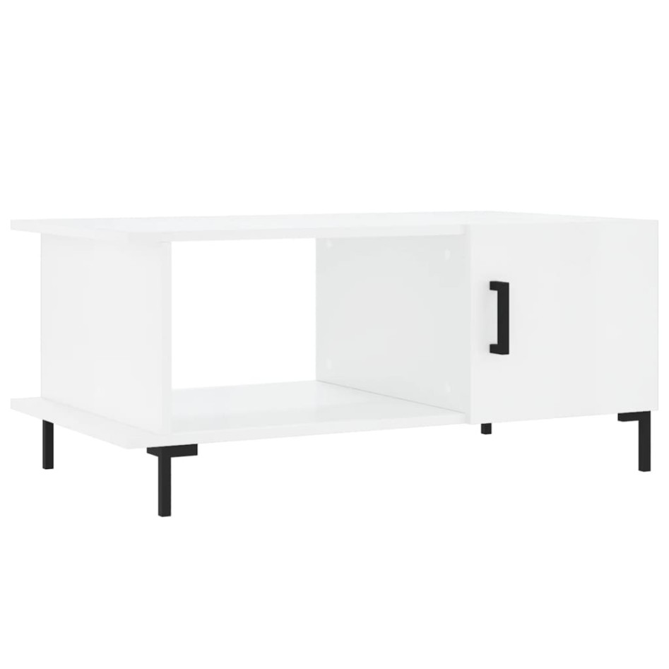 Mesa de centro madera contrachapada blanco brillo 90x50x40