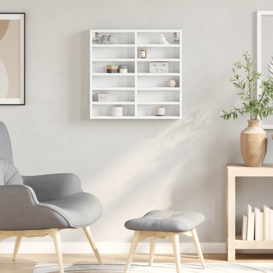 Vitrina de madera ingeniería blanca 60x8,5x58