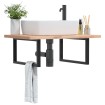 Soportes estante de lavabo 2 uds rectangular acero negro