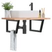 Soportes estante de lavabo 2 unidades trapecio acero negro