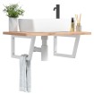 Soportes estante de lavabo 2 unidades trapecio acero blanco