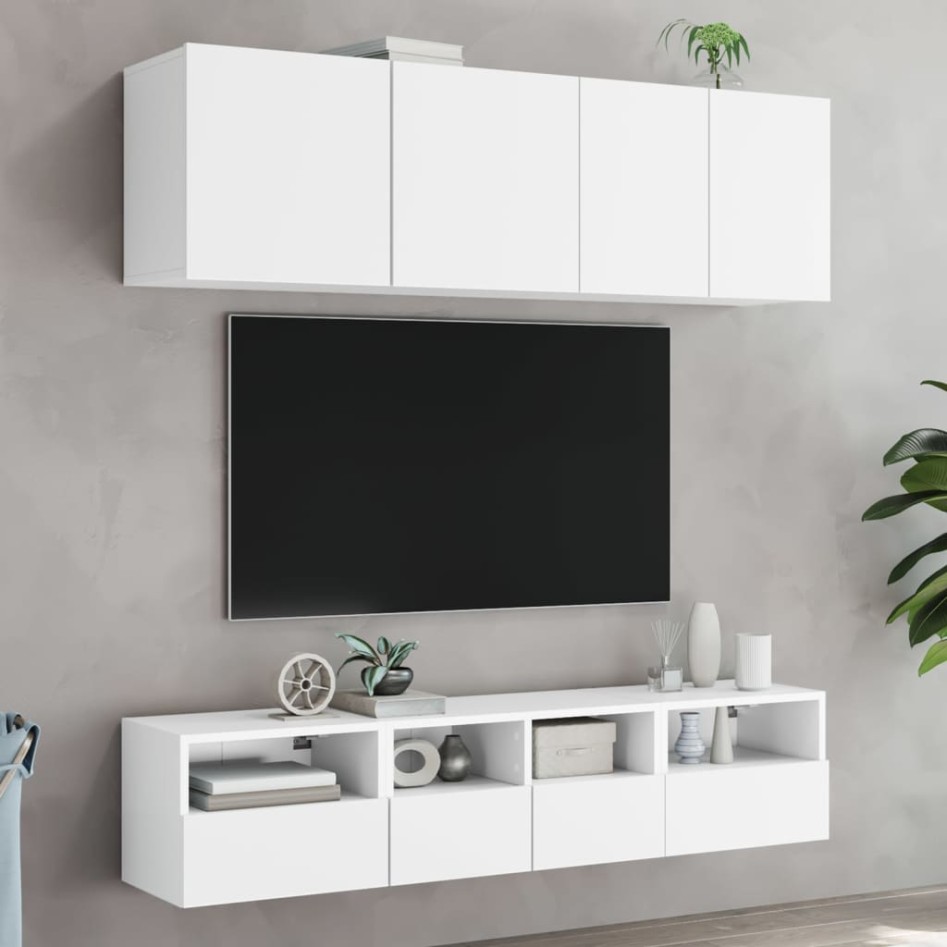 Muebles de pared TV 2 uds madera ingeniería blanco 40x30x30