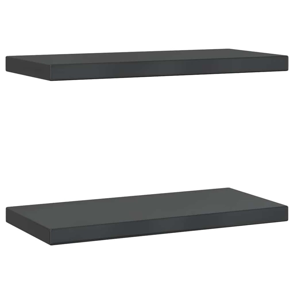 Estantes de pared 2 uds acero inoxidable negro 50x23,5x3