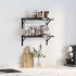 Estantes de pared 2 uds acero inoxidable negro 50x23,5x3