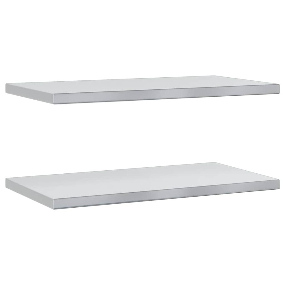 Estantes de pared 2 uds acero inoxidable plateado 75x40x3