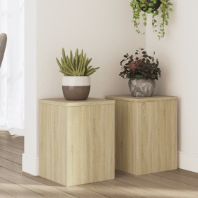 Soportes de plantas 2 uds madera roble Sonoma 25x25x35
