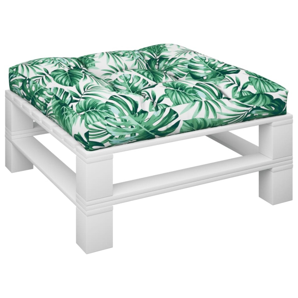 Cojín para palés tela estampado de hojas 80x80x12