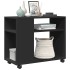 Mesa auxiliar con ruedas madera de ingeniería negra 70x35x60