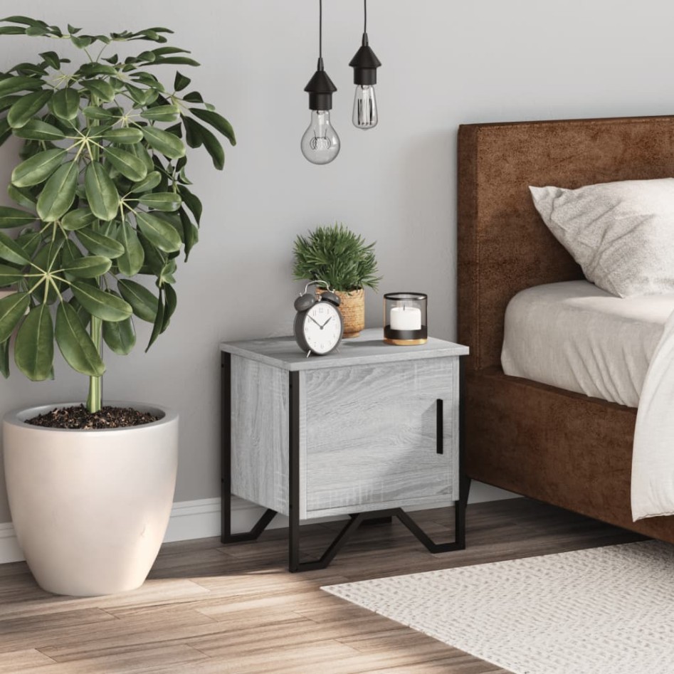 Mesita de noche madera de ingeniería gris Sonoma 40x30x40
