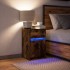 Mesita de noche con luces LED madera ingeniería roble