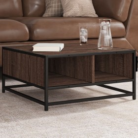 Mesa de centro madera ingeniería y metal marrón 60,5x60,5x30