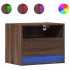 Mesita de noche de pared con luces LED roble
