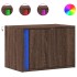 Mesita de noche de pared con luces LED roble