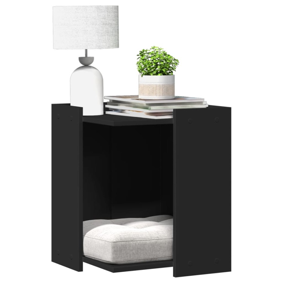Mueble arenero para gatos madera ingeniería negro 42x42x51
