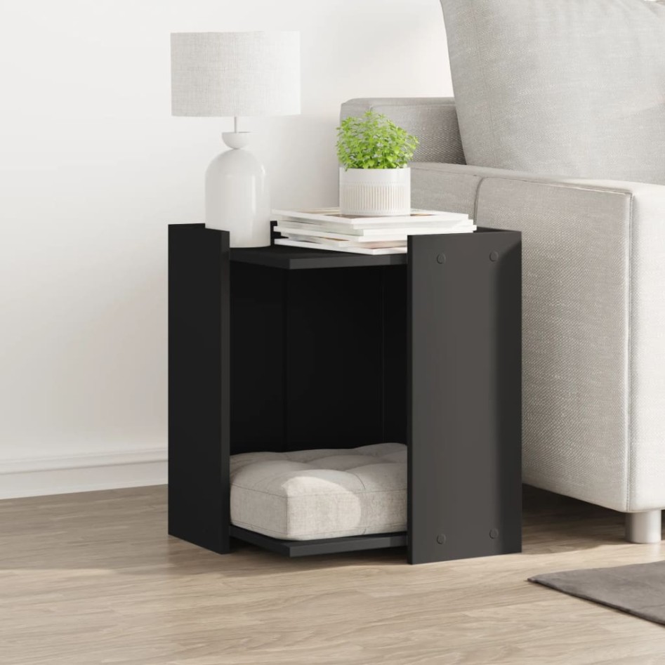 Mueble arenero para gatos madera ingeniería negro 42x42x51