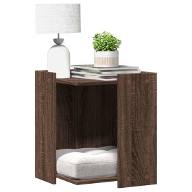 Mueble arenero para gatos madera marrón roble 42x42x51
