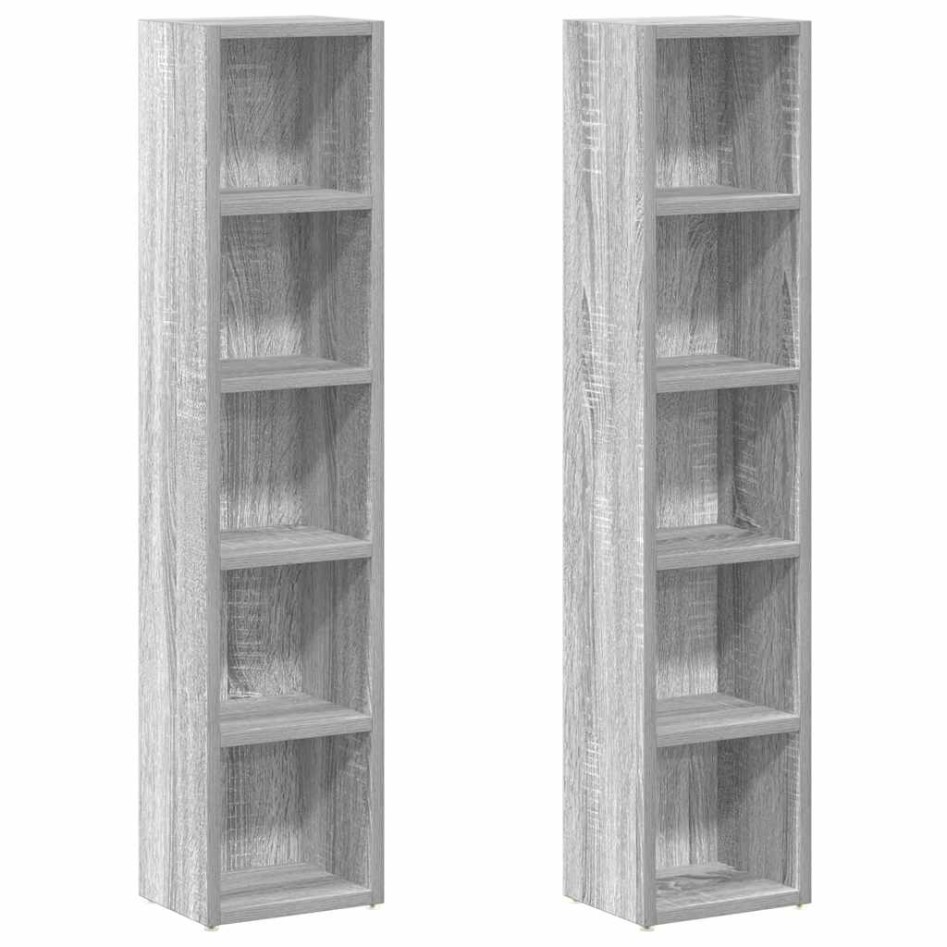 Estantería para CD 2 uds madera gris Sonoma 21x16x93,5