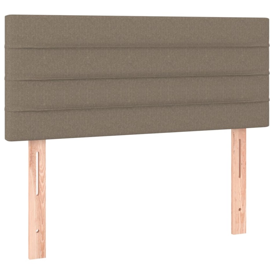 Cama box spring colchón y luces LED tela gris taupe 90x200
