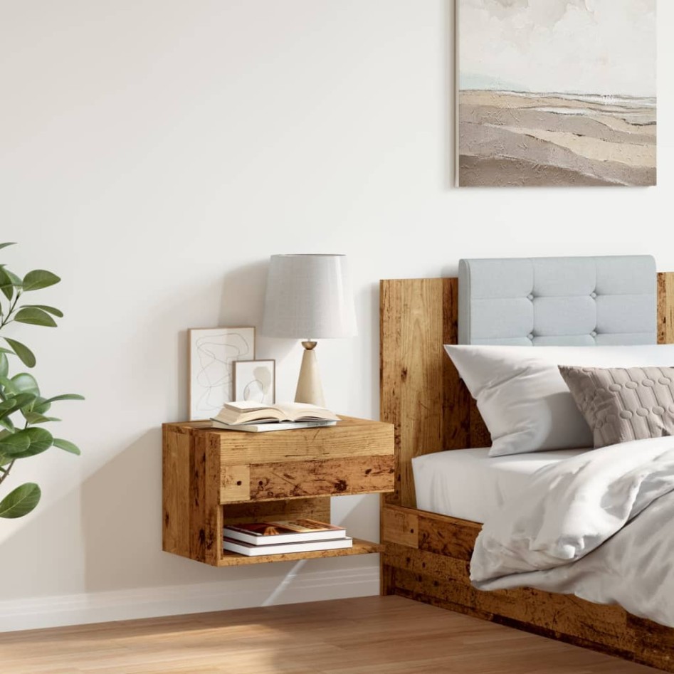 Mesita de noche de pared madera