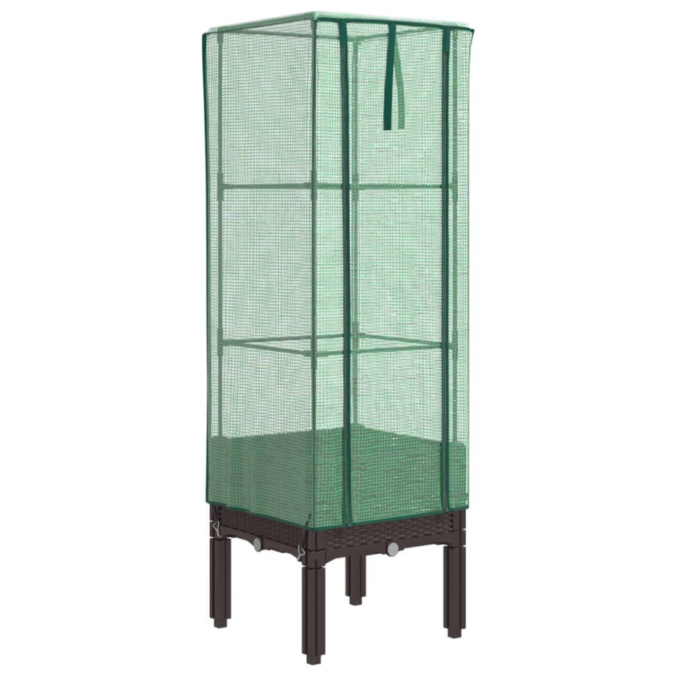 Arriate con cubierta invernadero aspecto ratán 40x40x140